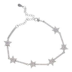 2.00cttw Round Cubic Zirconia micro-pavé Stars and Bars Tennis Bracelet 7"